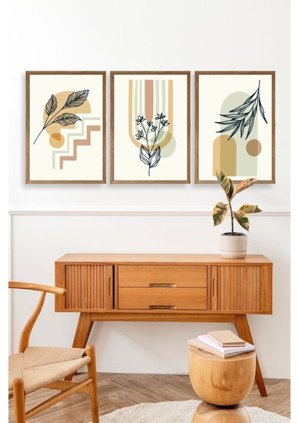 Manzara Üçlü Ahşap Çerçeveli Tablo modelleri