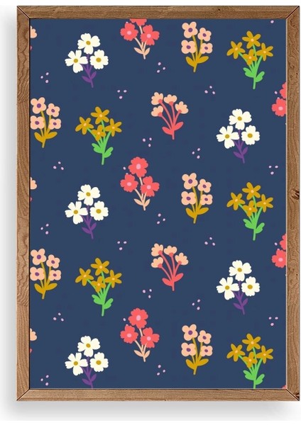Çiçek Ahşap Çerçeveli Tablo