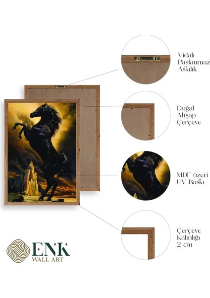 At Ahşap Çerçeveli Tablo fırsatları