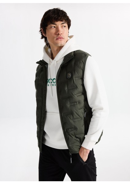 D5WM-YLK3307 Haki Relaxed Kapitone Erkek Yelek