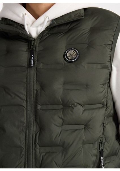 D5WM-YLK3307 Haki Relaxed Kapitone Erkek Yelek fırsatları