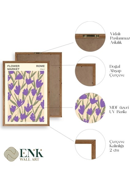 Çiçek Ahşap Çerçeveli Tablo fırsatları