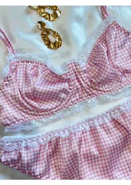 Balenli Saten Sütyen Takımı