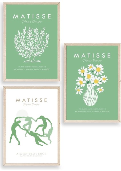 Matisse Üçlü Ahşap Çerçeveli Tablo