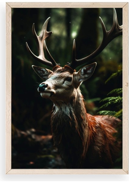 Geyik Ahşap Çerçeveli Tablo