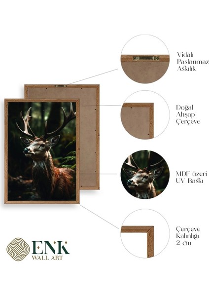 Geyik Ahşap Çerçeveli Tablo fırsatları