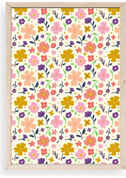 Çiçek Ahşap Çerçeveli Tablo