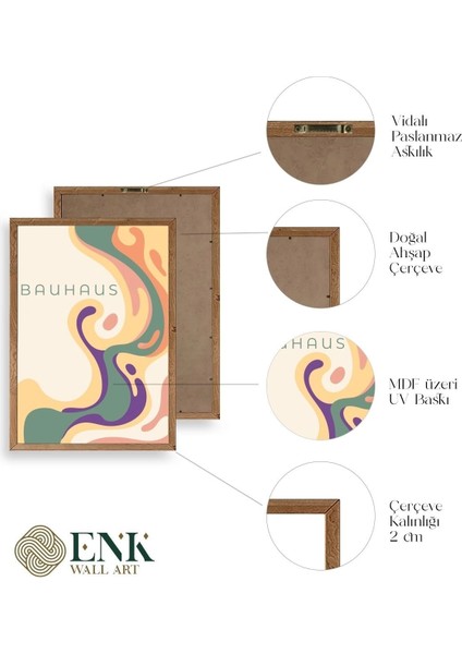 Bauhaus Üçlü Ahşap Çerçeveli Tablo fırsatları