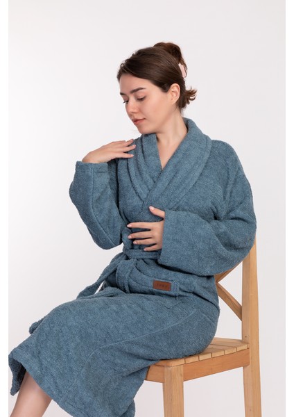 Regina Robe Ekstra Yumuşak Premium Şalyaka Bornoz Petrol Mavisi