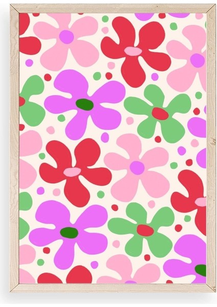 Çiçekler Ahşap Çerçeveli Tablo