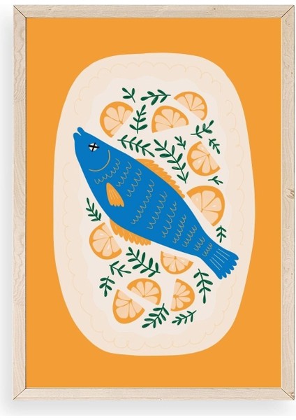 Balık Ahşap Çerçeveli Tablo