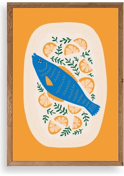 Balık Ahşap Çerçeveli Tablo