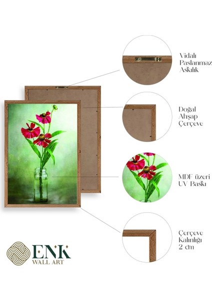 Çiçekler Ahşap Çerçeveli Tablo fırsatları
