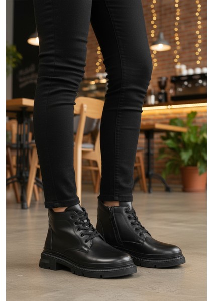 Siyah Hakiki Deri Içi Polarlı Kadın Bot Z505 Z modelleri