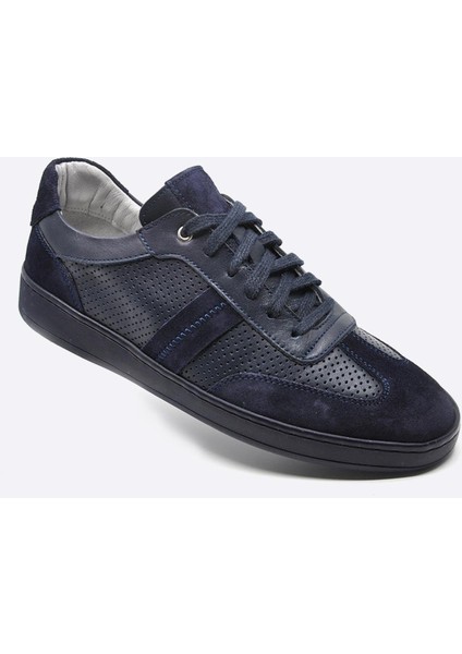 Hakiki Deri Sneaker Erkek Ayakkabı Lacivert 9870