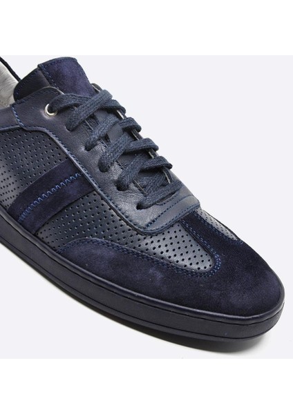 Hakiki Deri Sneaker Erkek Ayakkabı Lacivert 9870 modelleri
