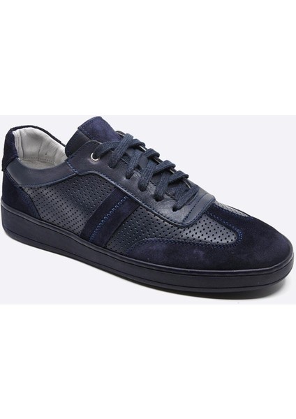 Hakiki Deri Sneaker Erkek Ayakkabı Lacivert 9870 fırsatları