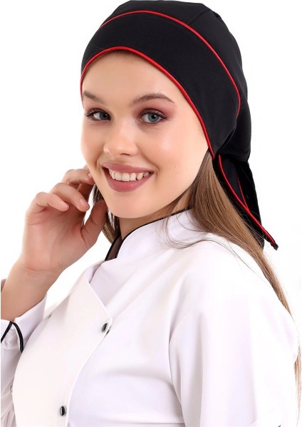 Kuyruklu Bone - Siyah-Kırmızı