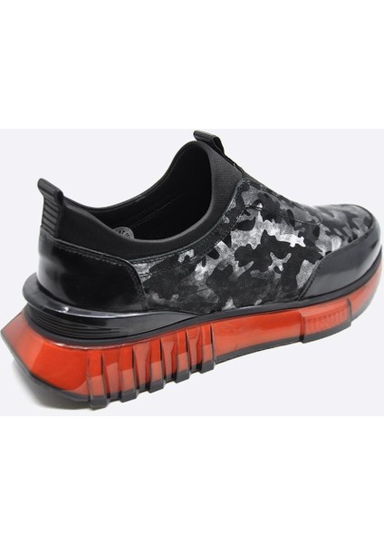 Rugan Kamuflaj Desenli Sneaker Erkek Ayakkabı Siyah 9830
