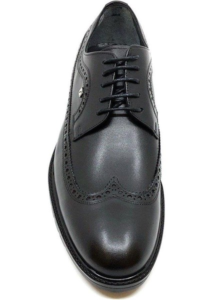 Bağcıklı Siyah Hakiki Deri Kauçuk Taban Erkek Klasik Ayakkabı 8582 46