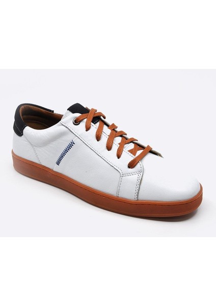 Hakiki Deri Beyaz Sneaker Spor Erkek Ayakkabı 9882 105 fiyatları