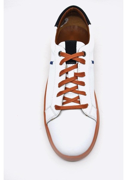 Hakiki Deri Beyaz Sneaker Spor Erkek Ayakkabı 9882 105 fırsatları
