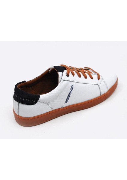 Hakiki Deri Beyaz Sneaker Spor Erkek Ayakkabı 9882 105