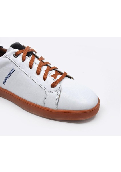 Hakiki Deri Beyaz Sneaker Spor Erkek Ayakkabı 9882 105