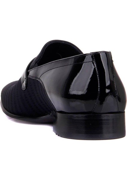 Bağcıksız Siyah Rugan Tekstil Erkek Klasik Ayakkabı 5098 505 430 fırsatları