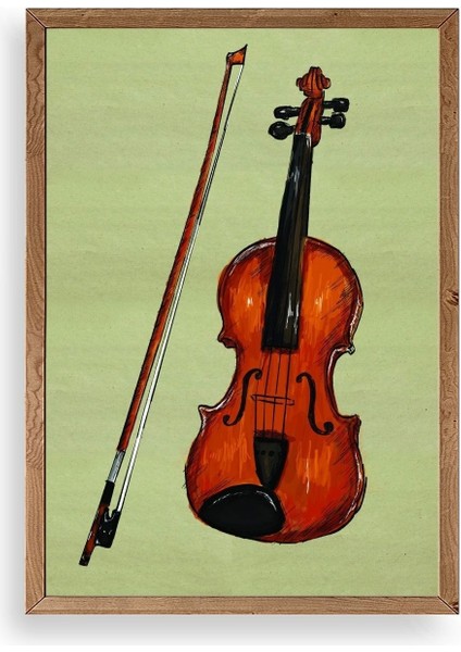 Keman Ahşap Çerçeveli Tablo