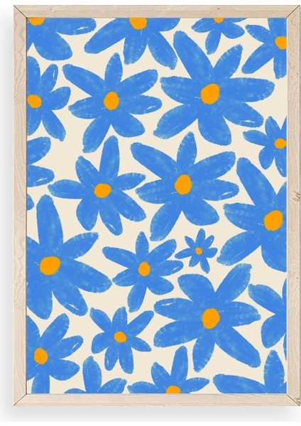 Çiçekler Ahşap Çerçeveli Tablo