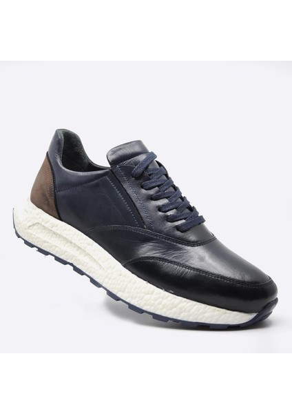 Hakiki Deri Sneaker Erkek Ayakkabı Lacivert 9944