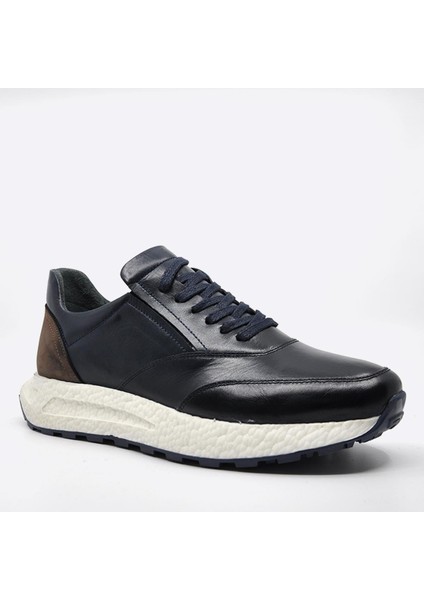Hakiki Deri Sneaker Erkek Ayakkabı Lacivert 9944 fiyatları