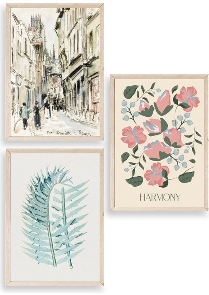 Harmony Üçlü Ahşap Çerçeveli Tablo