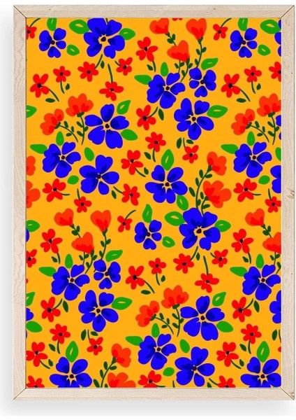 Çiçekler Ahşap Çerçeveli Tablo