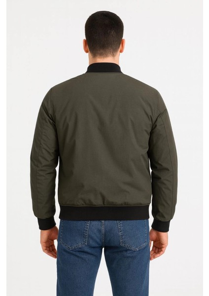 Haki Bomber Ceket - İçi Astarlı Fermuarlı Rahat Kesim Su İtici Özellikli Mont Mevsimlik Haki Mont fiyatları