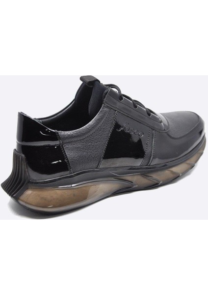 Hakiki Deri Sneaker Erkek Ayakkabı Siyah 9873 100