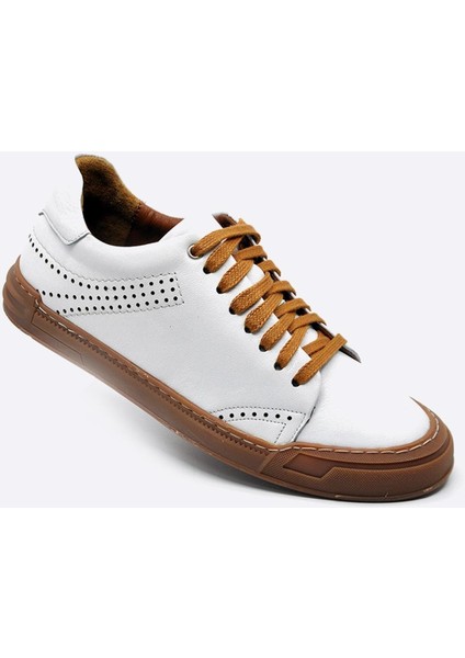 Hakiki Deri Sneakers Erkek Ayakkabı Beyaz 9867