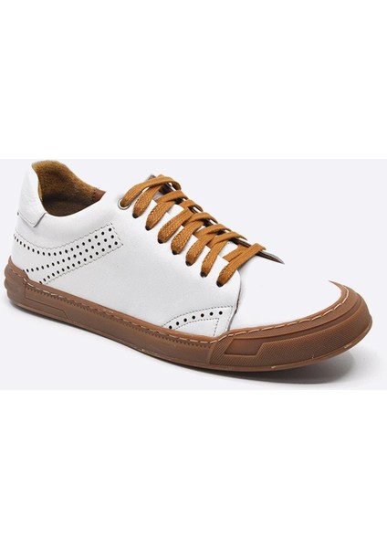 Hakiki Deri Sneakers Erkek Ayakkabı Beyaz 9867 fiyatları