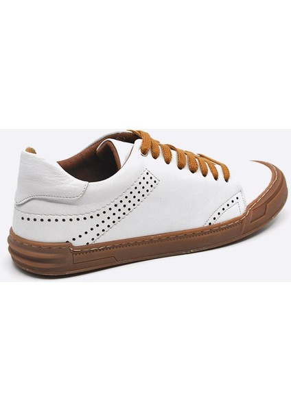 Hakiki Deri Sneakers Erkek Ayakkabı Beyaz 9867 fırsatları