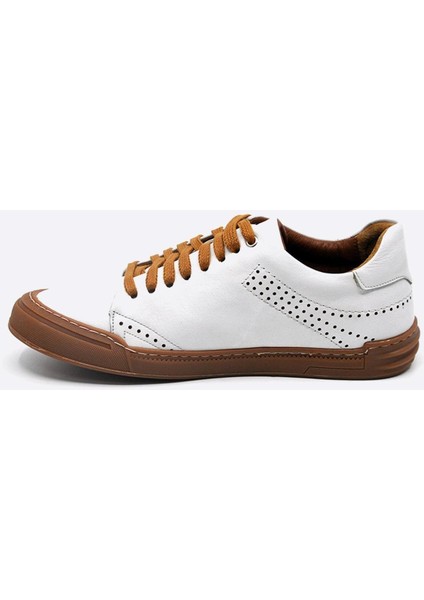 Hakiki Deri Sneakers Erkek Ayakkabı Beyaz 9867 indirimleri