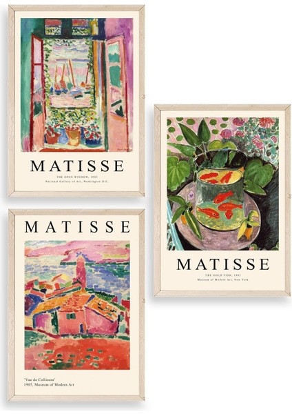 Matisse Üçlü Ahşap Çerçeveli Tablo