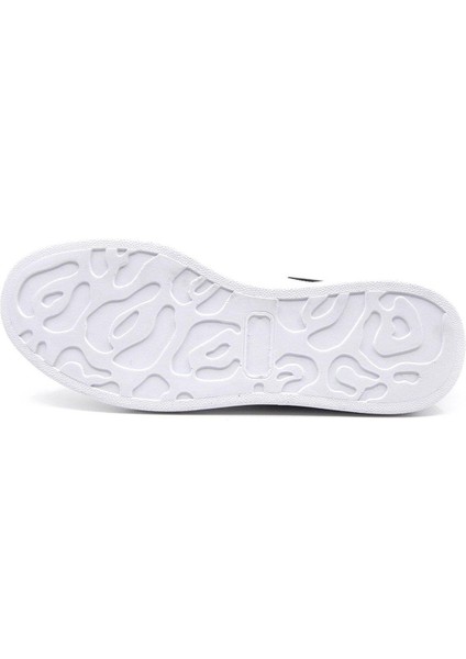 Hakiki Deri Erkek Sneaker Ayakkabı Beyaz Siyah 9838