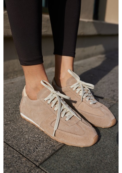 Tores Kadın Kahverengi Gercek Suet Bagcıklı Sneaker