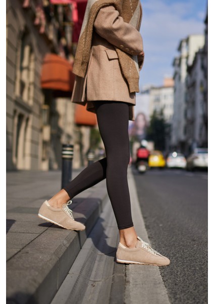 Tores Kadın Kahverengi Gercek Suet Bagcıklı Sneaker