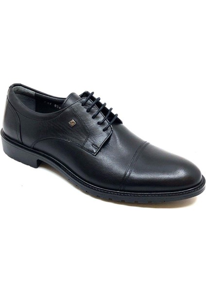 Bağcıklı Siyah Hakiki Deri Kauçuk Taban Erkek Günlük Ayakkabı 8589 46