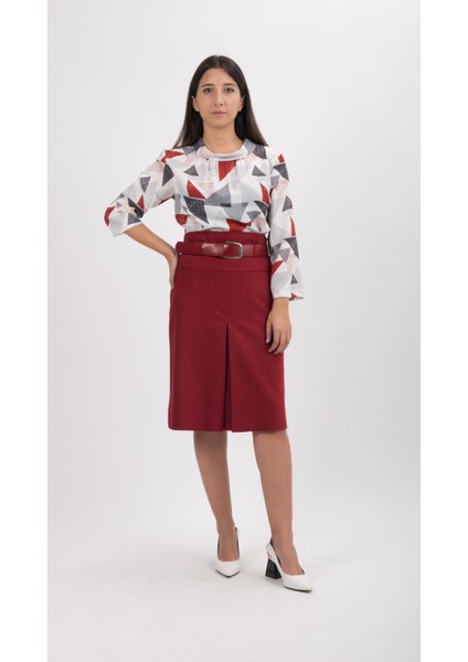 Kadın Etek 65 cm Boyunda Astarlı A Pile Mevsimlik 722