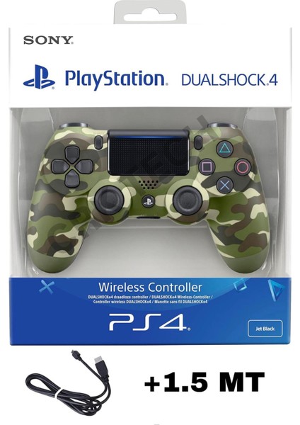 Playstation Dualshock 4 V2 Uyumlu Ps4 Oyun Kolu Yenilenmiş Pc + Ps4 (1.5mt Şarj Kablosu)