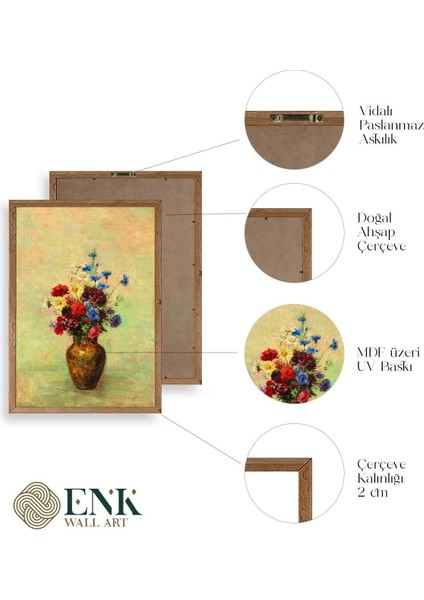 Vazoda Çiçek Ahşap Çerçeveli Tablo fırsatları
