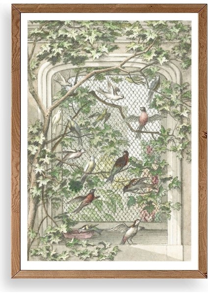 Kuşlar Ahşap Çerçeveli Tablo